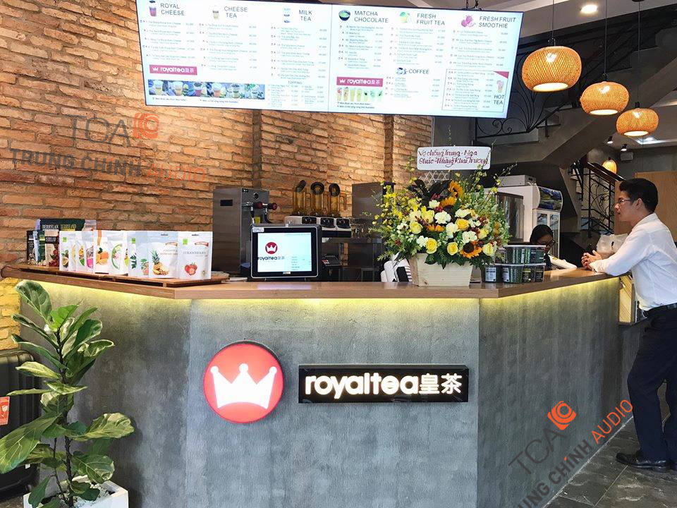 Hệ thống âm thanh quán cafe: bộ dàn âm thanh quán trà sữa Royaltea Center Hills