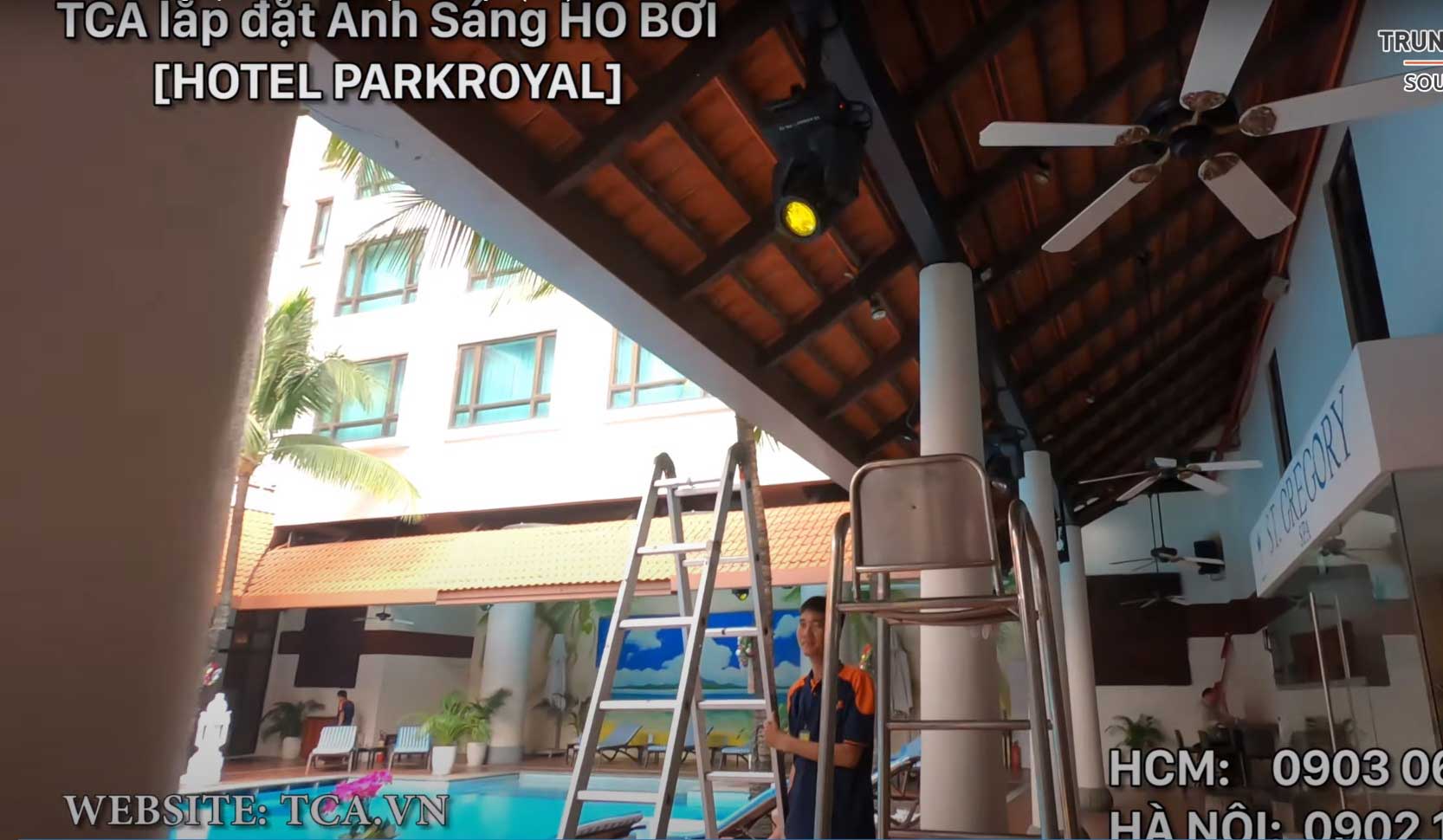Lắp đặt âm thanh ánh sáng hồ bơi ngoài trời tại: Khách sạn ParkRoyal Sài Gòn
