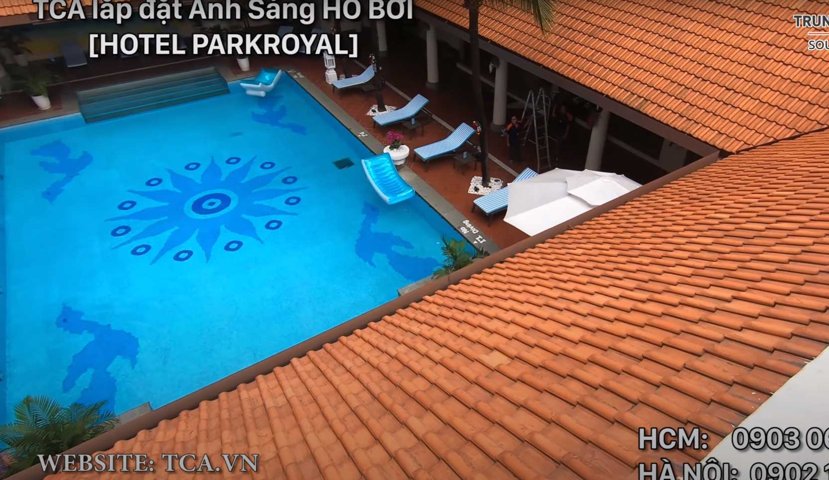 Lắp đặt âm thanh ánh sáng hồ bơi ngoài trời tại: Khách sạn ParkRoyal Sài Gòn