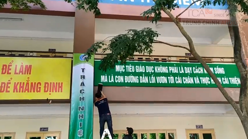 Lắp đặt loa âm thanh thông báo trường học: Trường THCS Đoàn Thị Điểm, Hà Nội