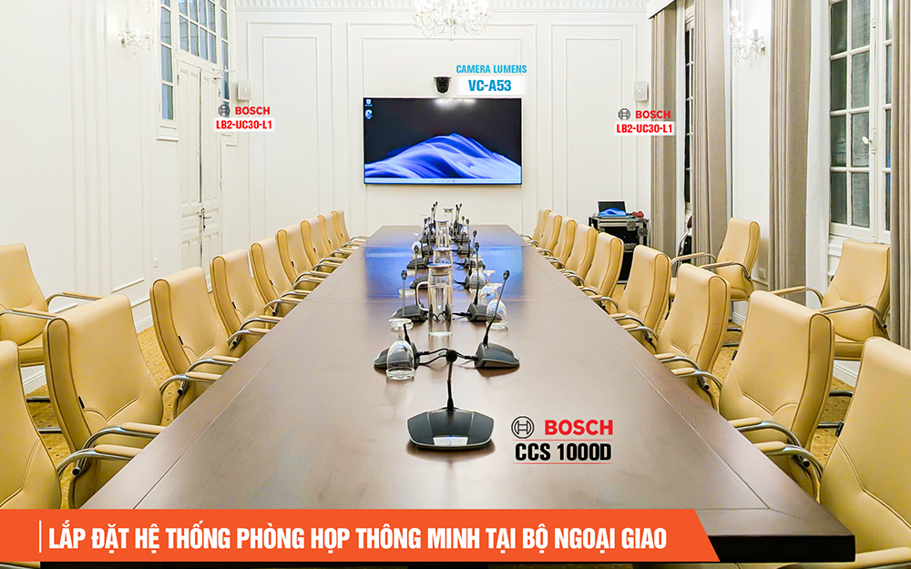 Hệ Thống Micro Hội Nghị Bosch CCS 1000 D & Camera Lumens VC-A53: Giải Pháp Phòng Họp Trực Tuyến Hiện Đại Tại Cục Tài Vụ - Bộ Ngoại Giao