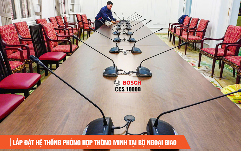 Hệ Thống Micro Hội Nghị Bosch CCS 1000 D & Camera Lumens VC-A53: Giải Pháp Phòng Họp Trực Tuyến Hiện Đại Tại Cục Tài Vụ - Bộ Ngoại Giao